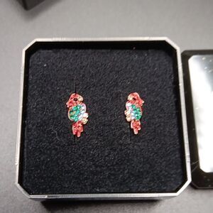 925 Sterling Silver Parrot Theme Earrings‎ Girls New In Box